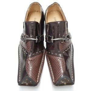 Golden Horse Loafer Shoes Men's Size US 9 Brown Studded Sword Buckle Slip-On